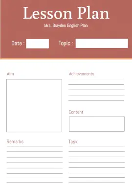 Online Editable Mrs. Brayden Day to Day English Lesson Plan