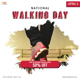 Online Editable National Walking Day Social Media Post