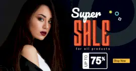 Online Editable Black Super Sale Offer Facebook AD Medium