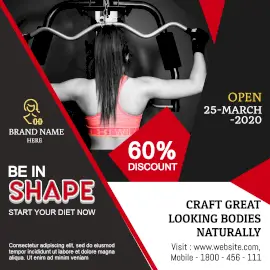 Online Editable Black Body Fitness Offer Instagram Post