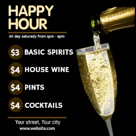 Online Editable Happy Hour Cocktails Instagram Post