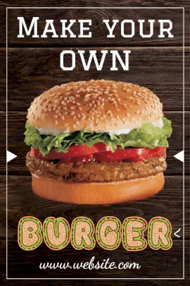 Online Editable Classic Homemade Burger Recipe Pinterest Graphic