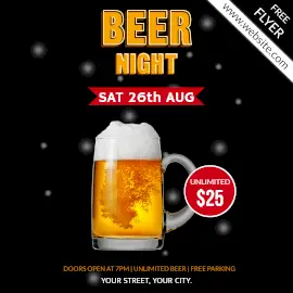 Online Editable Full Glass of Beer at Night Party Instagram Post