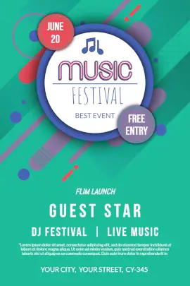Online Editable Abstract DJ Music Festival Event Pinterest Graphic
