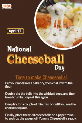Online Editable National Cheeseball Day April 17 Pinterest Graphic