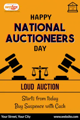 Online Editable Happy National Auctioneers Day Pinterest Graphic