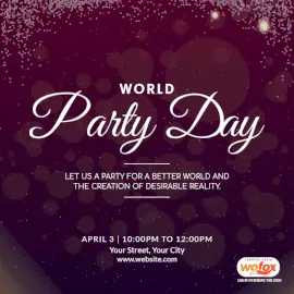 Online Editable World Party Day April 3 Social Media Post