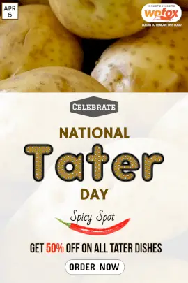 Online Editable National Tater Day March 31 Pinterest Graphic