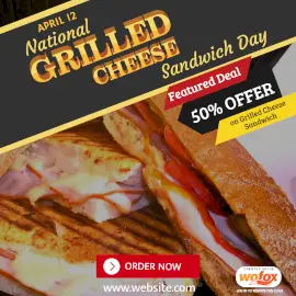 Online Editable National Grilled Cheese Sandwich Day April 12 Instagram Post Online Editable National Grilled Cheese Sandwich Day April 12 Instagram Post