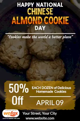 Online Editable National Chinese Almond Cookie Day April 9 Pinterest Graphic