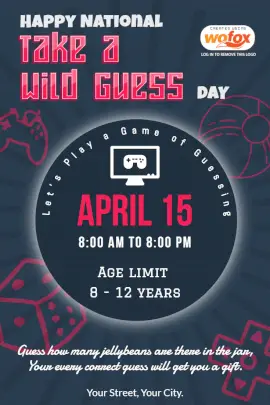 Online Editable Happy National Take a Wild Guess Day April 15 Pinterest Graphic