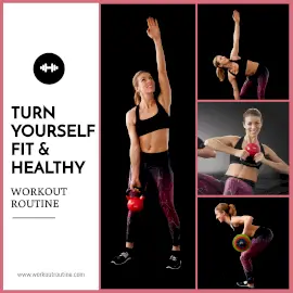 Online Editable Women's Health and Fitness 4 Grid Photo Collage