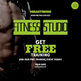 Online Editable Free Training at Fitness Studio Instagram Post