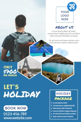 Online Editable International Holiday Tour Packages Pinterest Graphic