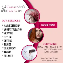 Online Editable Beauty Hair Salon For Women Instagram Post