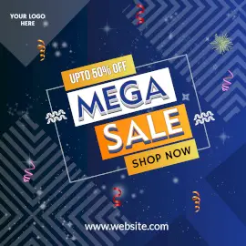 Online Editable Mega Sale 50% Off Instagram Post