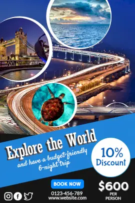 Online Editable World Tour Package Offers Pinterest Graphics