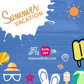 Online Editable Summer Vacation Sale Discount Instagram Post