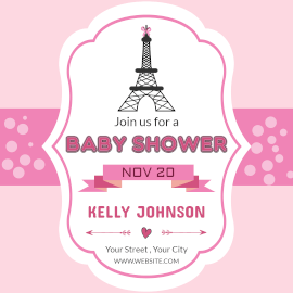 Online Editable Paris Baby Shower Invitation Instagram Post