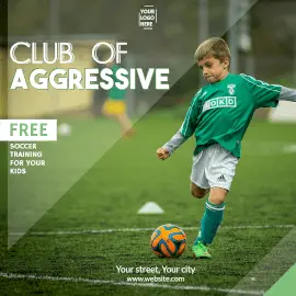 Online Editable Club of Aggressive Free Football Coaching Instagram Post