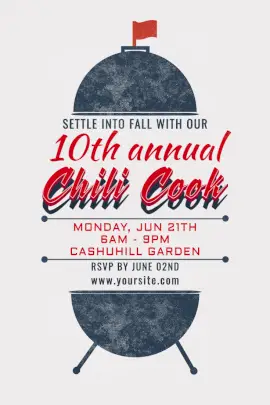 Online Editable 10th Annual Chili Cook Event Pinterest Graphic