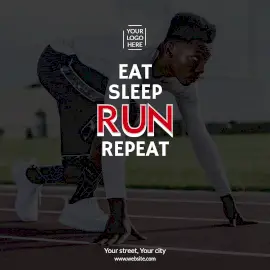 Online Editable Eat, Sleep, Run, Repeat Fitness Motivation Instagram Post