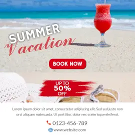 Online Editable Book Summer Vacation Tour Instagram Post