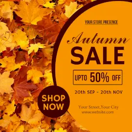 Online Editable Autumn Sale 50% Offer Instagram Post