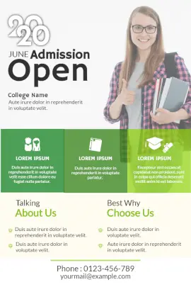 Online Editable Admission Open 2020 in College Pinterest Graphic