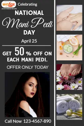 Online Editable National Mani-Pedi Day April 25 Pinterest Graphic