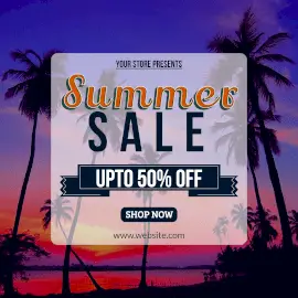 Online Editable Evening Lakeview Summer Sale Offer Instagram Post