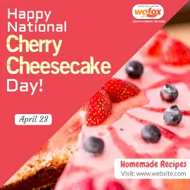 Online Editable National Cherry Cheesecake Day April 23 Instagram Post