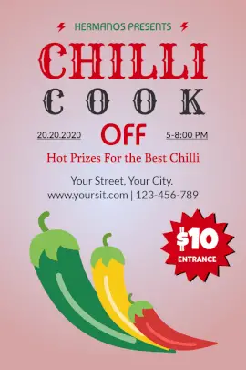 Online Editable Chilli Cook Hot and Spicy Food Pinterest Graphic
