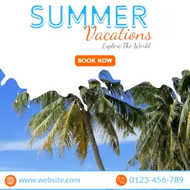 Online Editable Summer Vacation Destination Instagram Post