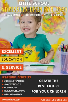 Online Editable Admission Open for School Pinterest Graphic