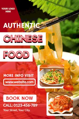Online Editable Tasty Chinese Cuisine Pinterest Graphic