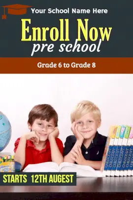 Online Editable Pre-school Admissions Announcement Pinterest Graphics