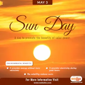 Online Editable Sun Day on May 3 Benefits Social Media Post