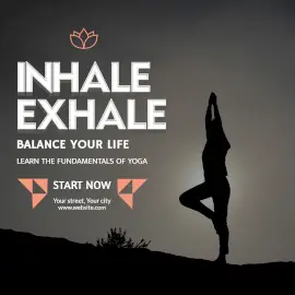 Online Editable Yoga for Beginners Instagram Post