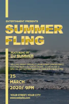 Online Editable Summer Fling DJ Music Pinterest Graphic