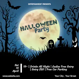 Online Editable Halloween Party Night Instagram Post