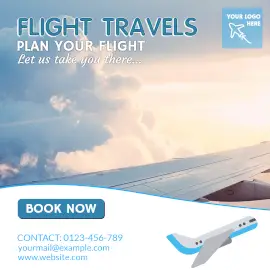 Online Editable Flight Booking Agent Instagram Post