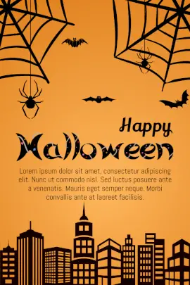 Online Editable Happy Halloween Spider Web and Bat Instagram Post
