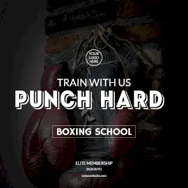 Online Editable Punch Hard Boxing Classes Instagram Post