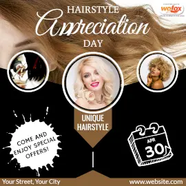 Online Editable Hairstyle Appreciation Day April 30 Instagram Post