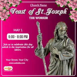 Online Editable Feast of St. Joseph the Worker May 1 Instagram Post