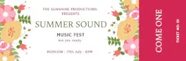 Online Editable White and Pink Music Fest Ticket
