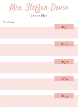 Online Editable Steffan Davin Weekly Lesson Plan