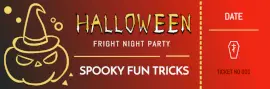Online Editable Dark and Red Halloween Party Night Ticket