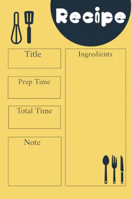 Online Editable Soft Yellow and Dark Desaturated Blue Recipe Card